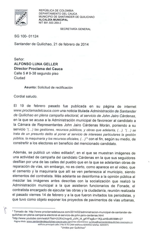 solicitud rectificacion alcalde