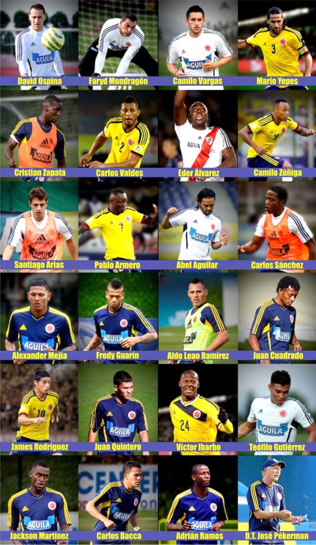 Los 23 de Colombia en Brasil 2014 Los 23 de Colombia para enfrentar el Mundial de Brasil 2014