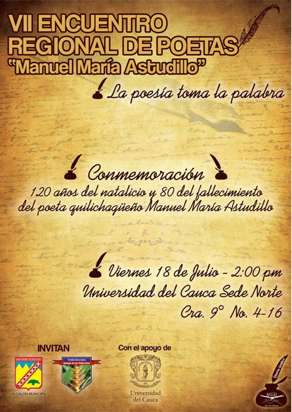 VII ENCUENTRO REGIONAL DE POETAS - Manuel María Astudillo Encuentro regional de poetas