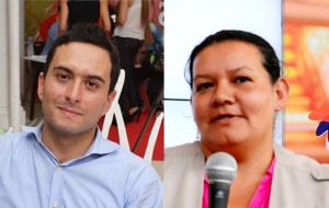 Macrorrueda de Negocios Compre Colombiano en Popayán Iván Valencia, del restaurante payanés Carantanta, y Maura Isabel Rodríguez, de la empresa Cafiambiente.