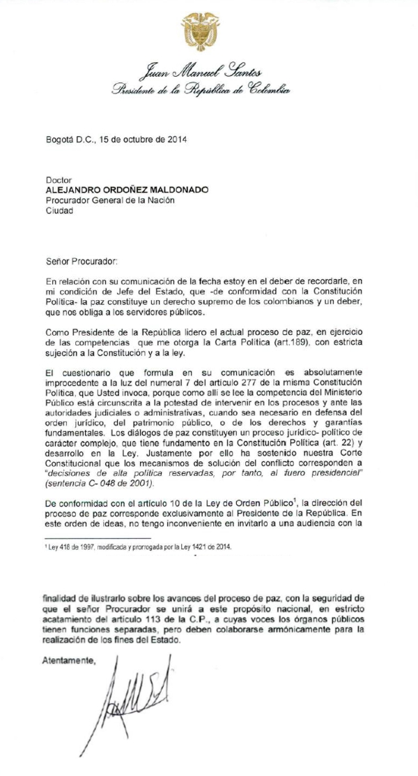Respuesta Presidente