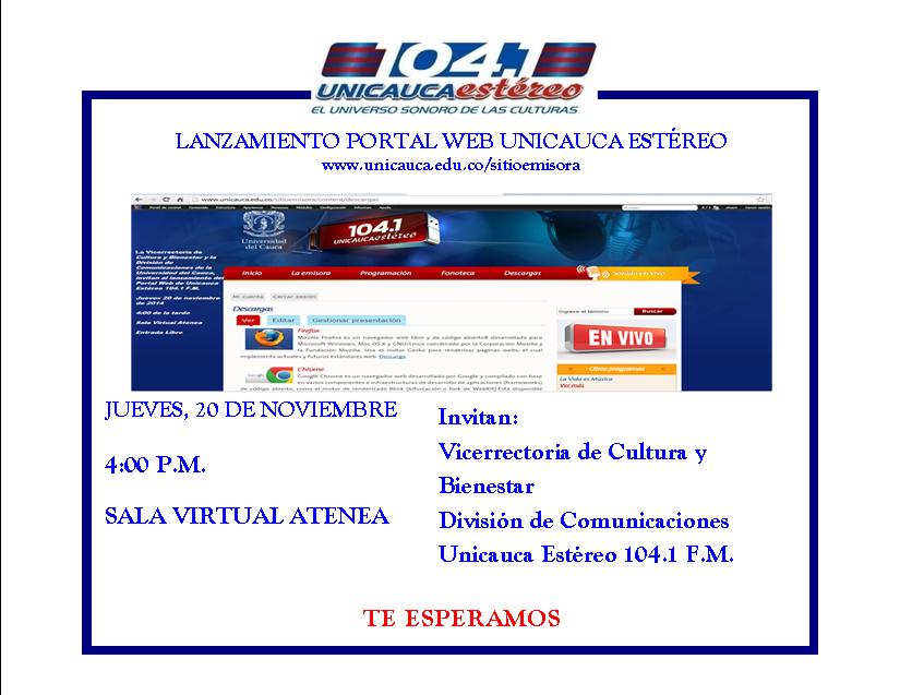 Invitación Lanzamiento Portal Web Unicauca Estéreo