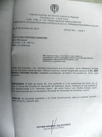 Tutela vivienda digna - discapacitados Santander de Quilichao Tutela discapacitados Santander de Quilichao1