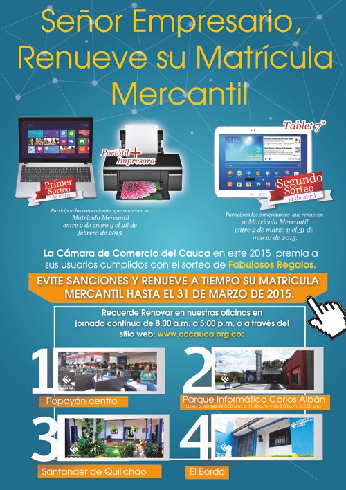 Renueve su Matrícula Mercantíl - Cámara de Comercio del Cauca Renueve su Matrícula Mercantíl - Cámara de Comercio del Cauca