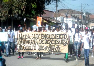 Marcha en Puerto Tejada exigiendo regreso de Jefferson Vásquez