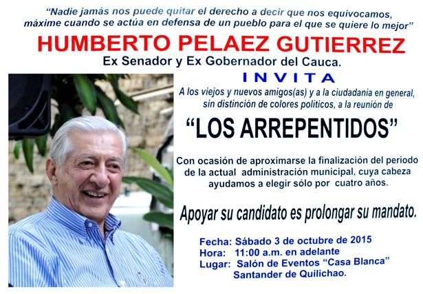 Humberto Peláez - Reunión Política en Casa Blanca el 3 de Octubre - Santander de Quilichao Humberto Peláez - Reunión Política en Casa Blanca el 3 de Octubre - Santander de Quilichao