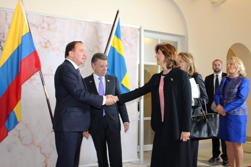El Primer Ministro de Suecia, Stefan Lofven, reiteró el respaldo de su país a los esfuerzos que adelanta el Presidente Santos por lograr un acuerdo de paz en Colombia. Foto Cancillería OP Colombia - Suecia