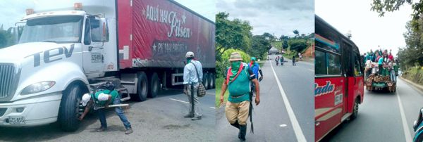 Bloqueada vía Panamericana en La Agustina - Santander de Quilichao, Cauca - Paro Agrario Paro Panamericana