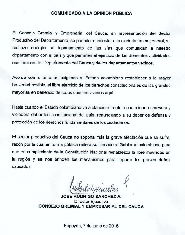 Consejo Gremial y empresarial del Cauca Consejo Gremial y empresarial del Cauca