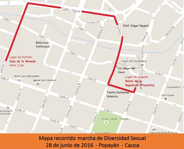 Recorrido marcha de diversidad sexual