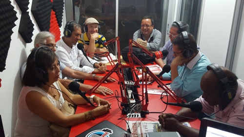 Hilda Pardo, TitoCé, Fabio Holguín, Francisco Gómez, Héctor León Mina Vidal, Marco Antonio Valencia, Mateo Malahora (Jorge Muñoz) y Cristóbal González. Encuentro de Poetas - emisora 2