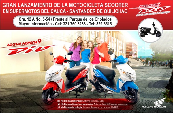 Nueva Honda Dio 110 en Supermotos del Cauca - Santander de Quilichao