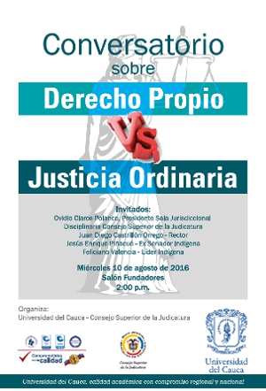 Unicauca promueve debate sobre Derecho Propio y Justicia Ordinaria