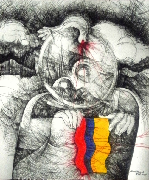 Bandera, plumilla de Rodrigo Valencia Q, 2014