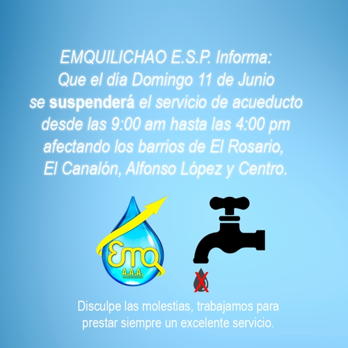 Domingo 11 de junio, sin agua en algunos barrios de Quilichao