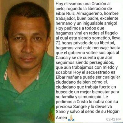 Almaguer reclama a su hijo secuestrado