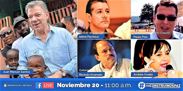 Presidente Santos y Alcalde de Caldono en vivo por Facebook Presidente Santos y Alcalde de Caldono en vivo por Facebook