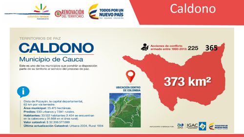 Caldono, líder nacional en implementación de los Acuerdos de Paz