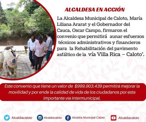 rehabilitación de la vía Caloto la “Y”