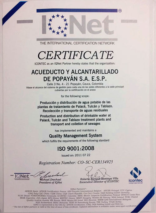 certificación ICONTEC   