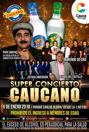 El Súper Concierto con tres agrupaciones de salsa Super Concierto Aguardiente Caucano