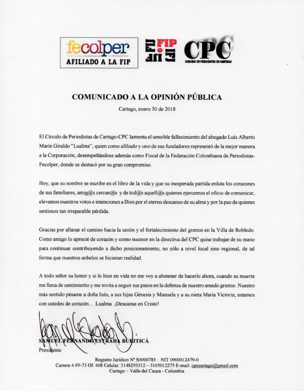 DE INFARTO MUERE PERIODISTA Y ABOGADO DE CARTAGO DE INFARTO MUERE PERIODISTA Y ABOGADO DE CARTAGO