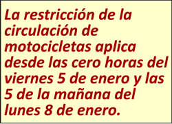 Se restringe circulación de motocicletas