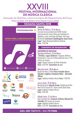 Contratenor caucano dará apertura al Festival Internacional de Música Clásica