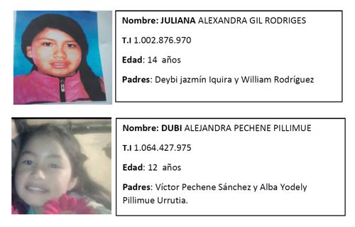 Niñas indígenas desaparecidas