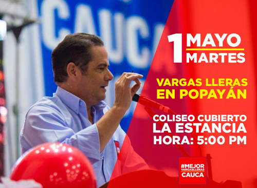 Vargas Lleras visita al Cauca este 1 de Mayo