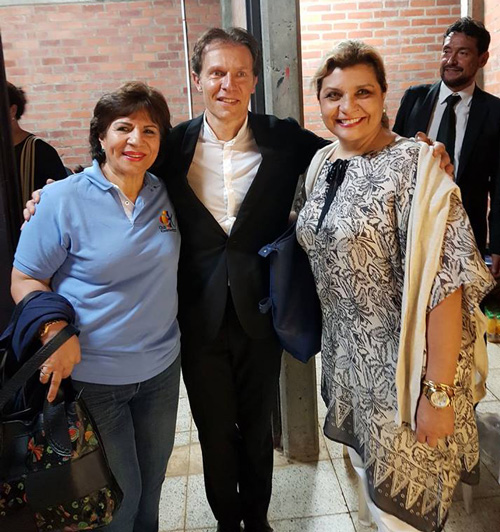 Emith Montilla, directora Festival Internacional de Música Clásica; Oliver Grangean, director de la OSNC y Claudia Franco, gerente de la Orquesta Sinfónica Nacional de Colombia.