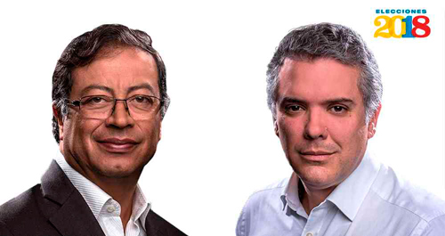 Iván Duque y Gustavo Petro a segunda vuelta