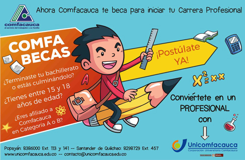 Comfacauca te beca para iniciar tu carrera profesional