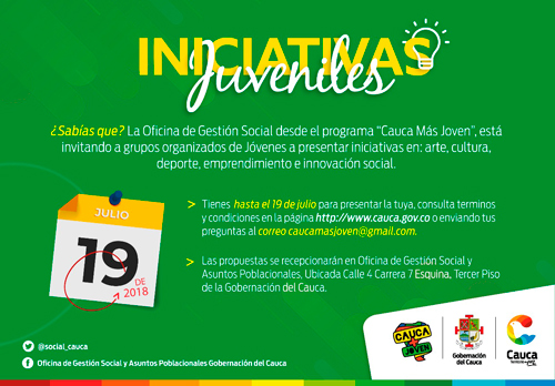 Gobernación del Cauca abre convocatoria para jóvenes emprendedores Gobernación del Cauca abre convocatoria para jóvenes emprendedores