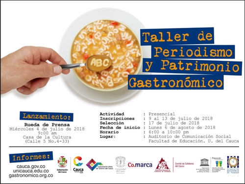 Invitación a ‘Taller de Periodismo y Patrimonio Gastronómico’