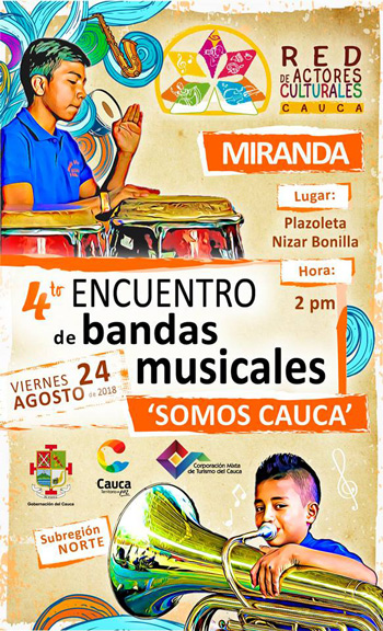 Se acerca el IV Encuentro de Bandas Musicales "Somos Cauca" Subregión Norte, en Miranda