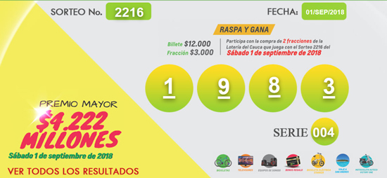 Lotería del Cauca tendrá premio mayor de 6 mil millones de pesos Lotería del Cauca tendrá premio mayor de 6 mil millones de pesos