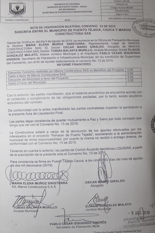 Proyecto Renacer de Puerto Tejada paso al Fondo Vivienda Municipal