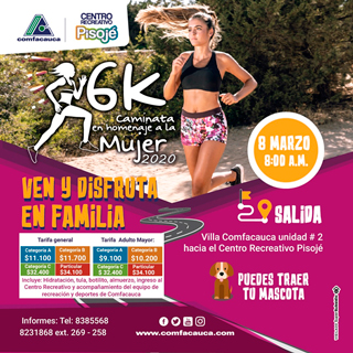 Participa en la caminta 6k en homenaje a la mujer Participa en la caminta 6k en homenaje a la mujer