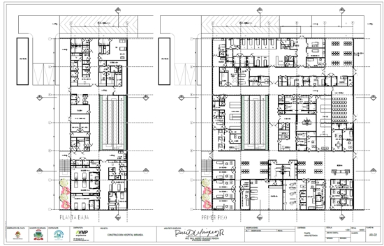 Planos del Nuevo Hospital para el Municipio de Miranda, Cauca.