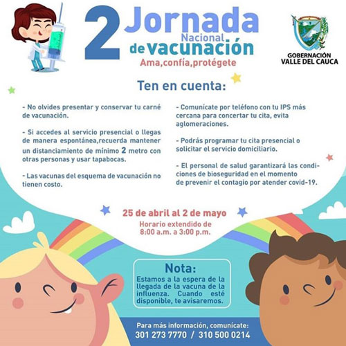 Quedan 6 días para finalizar la jornada de vacunación en Colombia