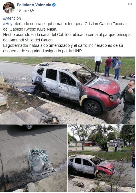 Atentan contra gobernador indígena en Jamundí