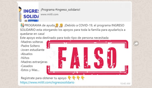 Cadena de WhatsApp es una estafa