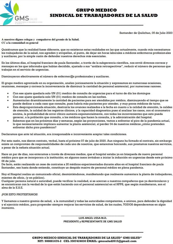 Personal médico desmiente comunicado del HFPS Personal médico desmiente comunicado del HFPS