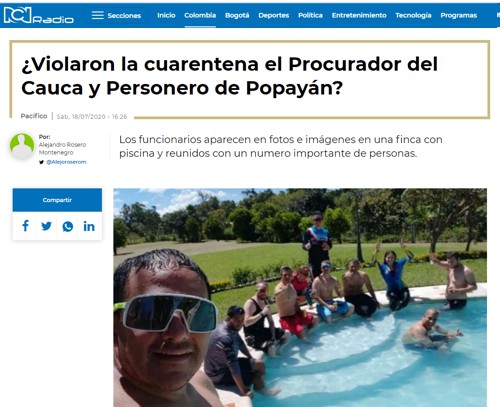 Procurador y personero no infringieron cuarentena