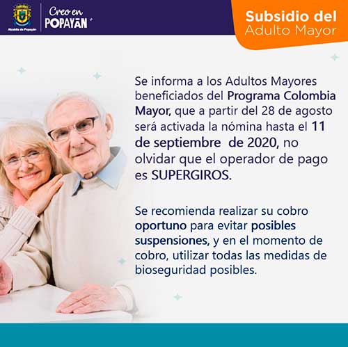 Subsidio del Adulto Mayor en Popayán
