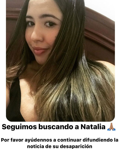 Recompensa de 100 millones por información sobre Natalia Salazar