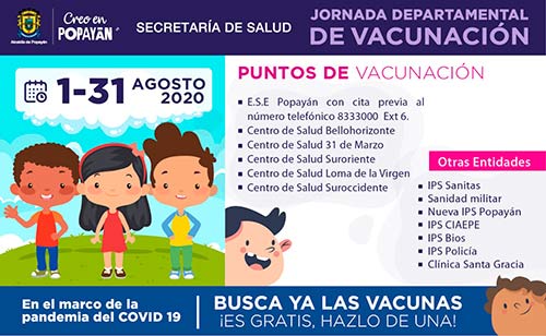Todos a ponerse al día con la Jornada Departamental de Vacunación