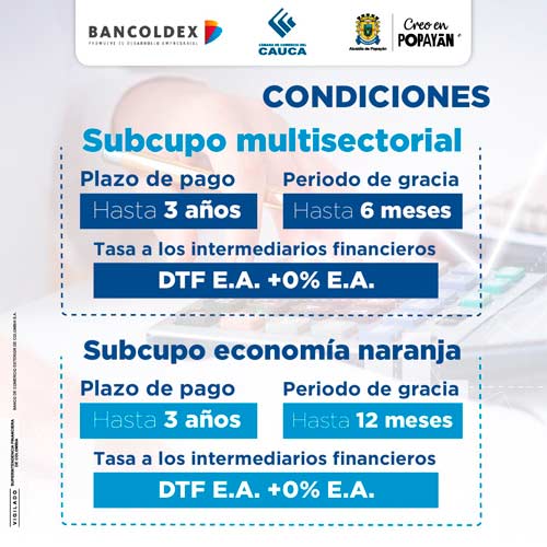 Nueva línea de crédito para empresarios de Popayán