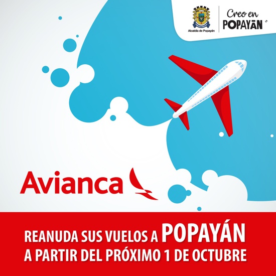 Avianca reanuda sus vuelos a Popayán